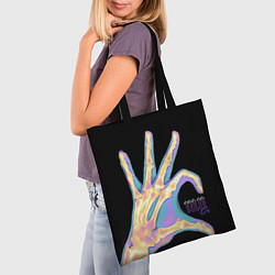 Сумка-шопер Сердечко левой рукой - неоновый рентген, цвет: 3D-принт — фото 2
