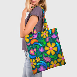 Сумка-шопер Мандала на энергию - цветы, цвет: 3D-принт — фото 2