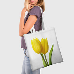 Сумка-шопер Желтые тюльпаны на белом, цвет: 3D-принт — фото 2