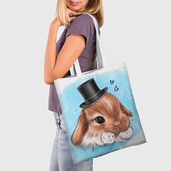 Сумка-шопер Милый кролик в шляпке, цвет: 3D-принт — фото 2