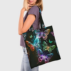 Сумка-шопер Неоновые дикие бабочки, цвет: 3D-принт — фото 2