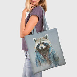 Сумка-шопер Енот в пальто, цвет: 3D-принт — фото 2