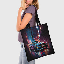 Сумка-шопер Форд мустанг в ночи тройная скорость, цвет: 3D-принт — фото 2