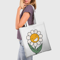Сумка-шопер Весёлый цветок ромашка, цвет: 3D-принт — фото 2