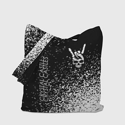 Сумка-шопер Crystal Castles и рок символ на темном фоне, цвет: 3D-принт