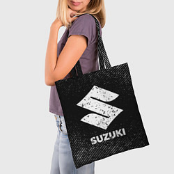 Сумка-шопер Suzuki с потертостями на темном фоне, цвет: 3D-принт — фото 2