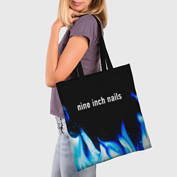 Сумка-шопер Nine Inch Nails blue fire, цвет: 3D-принт — фото 2