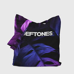 Сумка-шопер Deftones neon monstera, цвет: 3D-принт