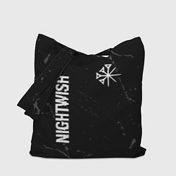 Сумка-шопер Nightwish glitch на темном фоне: надпись, символ, цвет: 3D-принт