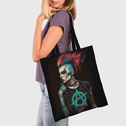 Сумка-шопер Анархия девушка панк, цвет: 3D-принт — фото 2
