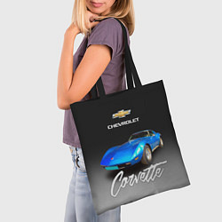 Сумка-шопер Синий Chevrolet Corvette 70-х годов, цвет: 3D-принт — фото 2