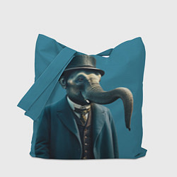 Сумка-шопер Слон джентельмен в смокинге и шляпе, цвет: 3D-принт
