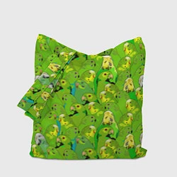 Сумка-шопер Зеленые волнистые попугайчики, цвет: 3D-принт