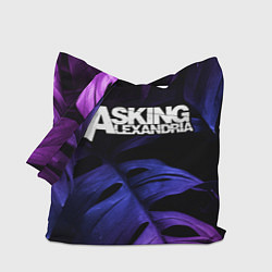 Сумка-шопер Asking Alexandria neon monstera, цвет: 3D-принт