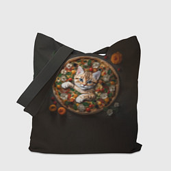 Сумка-шопер Кот в пицце, цвет: 3D-принт