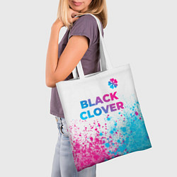 Сумка-шопер Black Clover neon gradient style: символ сверху, цвет: 3D-принт — фото 2