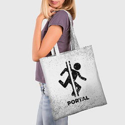 Сумка-шопер Portal с потертостями на светлом фоне, цвет: 3D-принт — фото 2