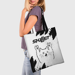 Сумка-шопер Skillet рок кот на светлом фоне, цвет: 3D-принт — фото 2