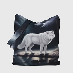 Сумка-шопер Белый волк в лесу, цвет: 3D-принт