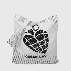 Сумка-шопер Green Day с потертостями на светлом фоне, цвет: 3D-принт