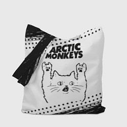 Сумка-шопер Arctic Monkeys рок кот на светлом фоне, цвет: 3D-принт