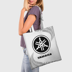 Сумка-шопер Yamaha speed на светлом фоне со следами шин, цвет: 3D-принт — фото 2