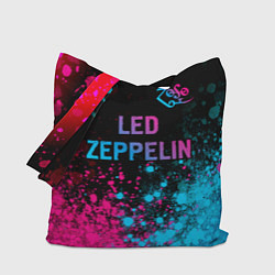 Сумка-шопер Led Zeppelin - neon gradient: символ сверху, цвет: 3D-принт