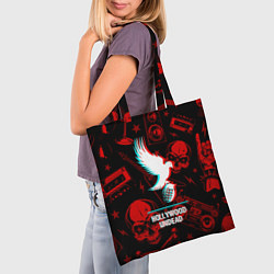 Сумка-шопер Hollywood Undead rock glitch, цвет: 3D-принт — фото 2