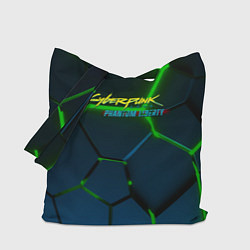 Сумка-шопер Cyberpunk 2077 phantom liberty green neon, цвет: 3D-принт