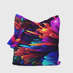 Сумка-шоппер Неоновая абстракция в виде цветов