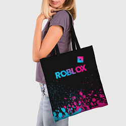Сумка-шопер Roblox - neon gradient: символ сверху, цвет: 3D-принт — фото 2