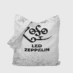 Сумка-шопер Led Zeppelin с потертостями на светлом фоне, цвет: 3D-принт