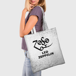 Сумка-шопер Led Zeppelin с потертостями на светлом фоне, цвет: 3D-принт — фото 2