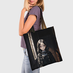 Сумка-шопер Готическая девушка в темной комнате, цвет: 3D-принт — фото 2