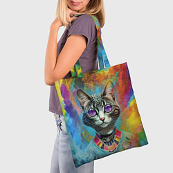 Сумка-шопер Cat fashionista - neural network, цвет: 3D-принт — фото 2