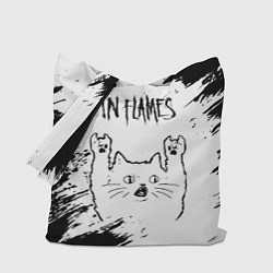 Сумка-шопер In Flames рок кот на светлом фоне, цвет: 3D-принт