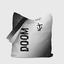 Сумка-шопер Doom glitch на светлом фоне: надпись, символ, цвет: 3D-принт