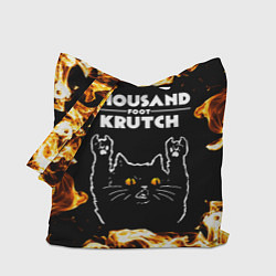 Сумка-шопер Thousand Foot Krutch рок кот и огонь, цвет: 3D-принт
