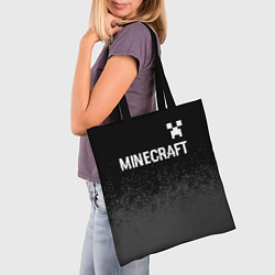 Сумка-шопер Minecraft glitch на темном фоне: символ сверху, цвет: 3D-принт — фото 2