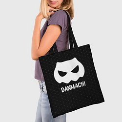 Сумка-шопер DanMachi glitch на темном фоне, цвет: 3D-принт — фото 2