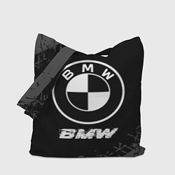 Сумка-шопер BMW speed на темном фоне со следами шин, цвет: 3D-принт