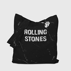 Сумка-шопер Rolling Stones glitch на темном фоне: символ сверх, цвет: 3D-принт