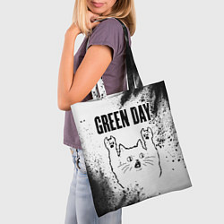 Сумка-шопер Green Day рок кот на светлом фоне, цвет: 3D-принт — фото 2