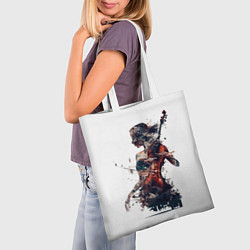 Сумка-шопер Девушка со скрипкой абстракция, цвет: 3D-принт — фото 2