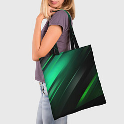 Сумка-шопер Black green abstract, цвет: 3D-принт — фото 2