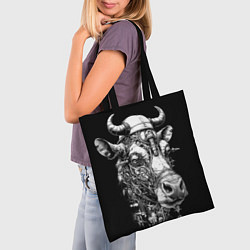 Сумка-шопер Корова - стимпанк, цвет: 3D-принт — фото 2