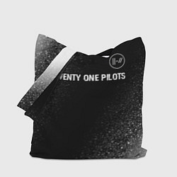 Сумка-шопер Twenty One Pilots glitch на темном фоне: символ св, цвет: 3D-принт