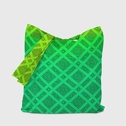 Сумка-шопер Желто-зеленый градиентный фон с геометрическим узо, цвет: 3D-принт