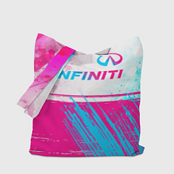 Сумка-шопер Infiniti neon gradient style: символ сверху, цвет: 3D-принт