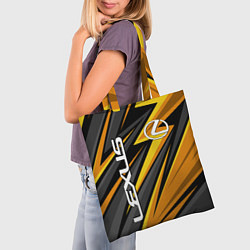 Сумка-шопер Лексус - желтая спортивная абстракция, цвет: 3D-принт — фото 2